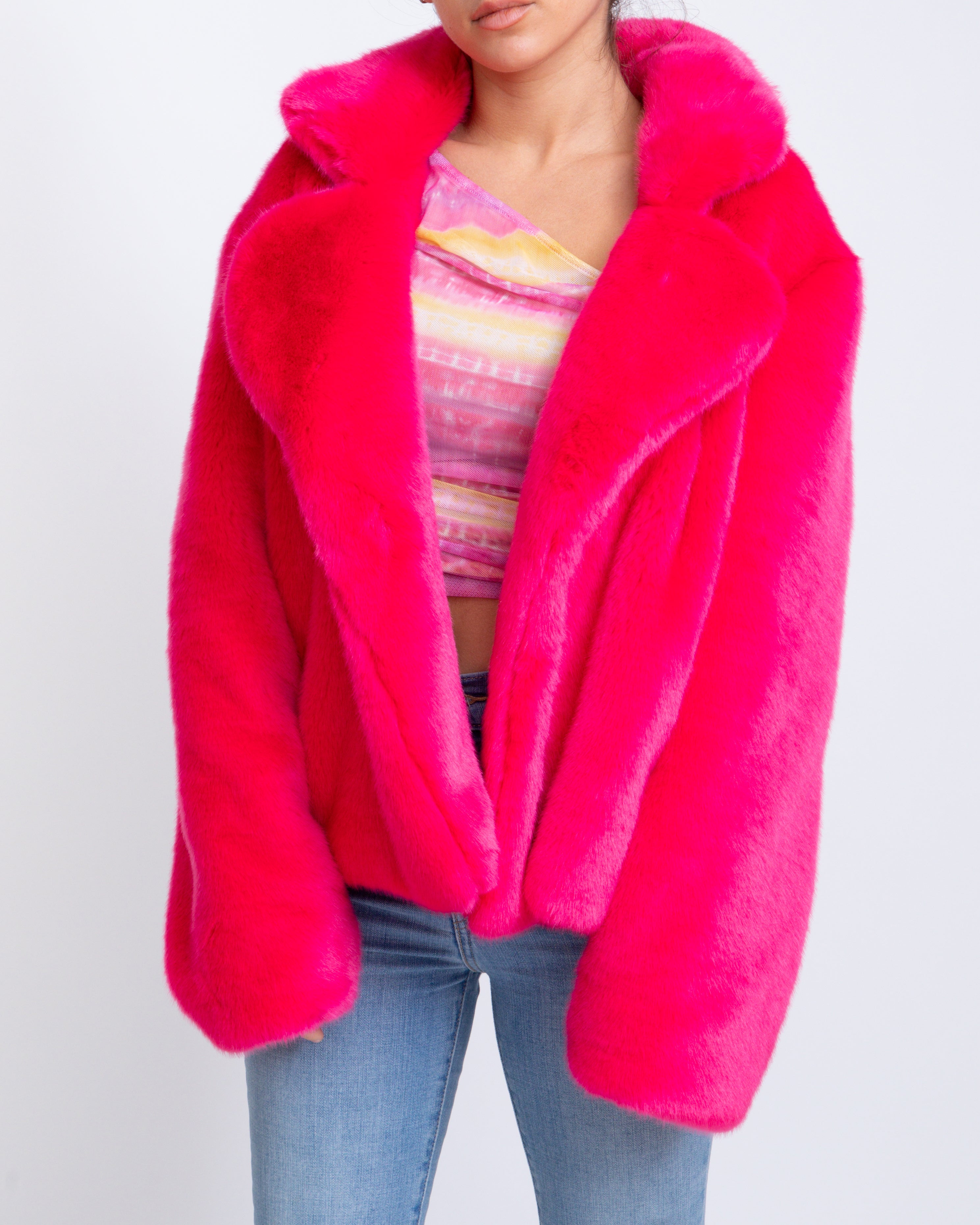 Hot pink Faux Fur Jacket